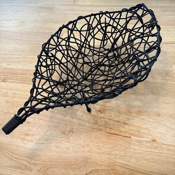 Mid Century Rattan Woven Basket Metal Leaf Brown - Picture 1 of 7